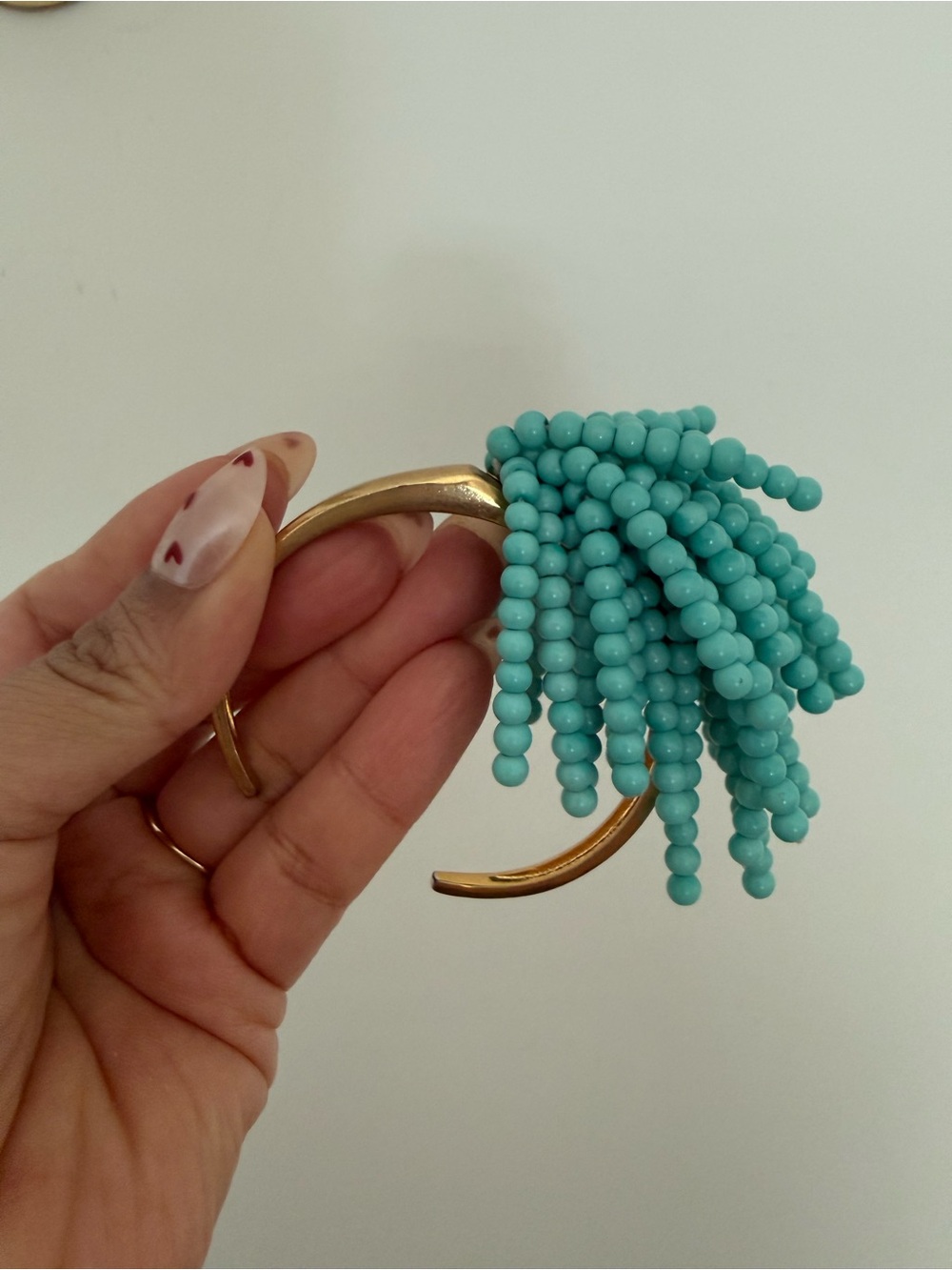 Anthropologie Turquoise Beaded Statement Cuff Bracelet - Picture 2 of 3
